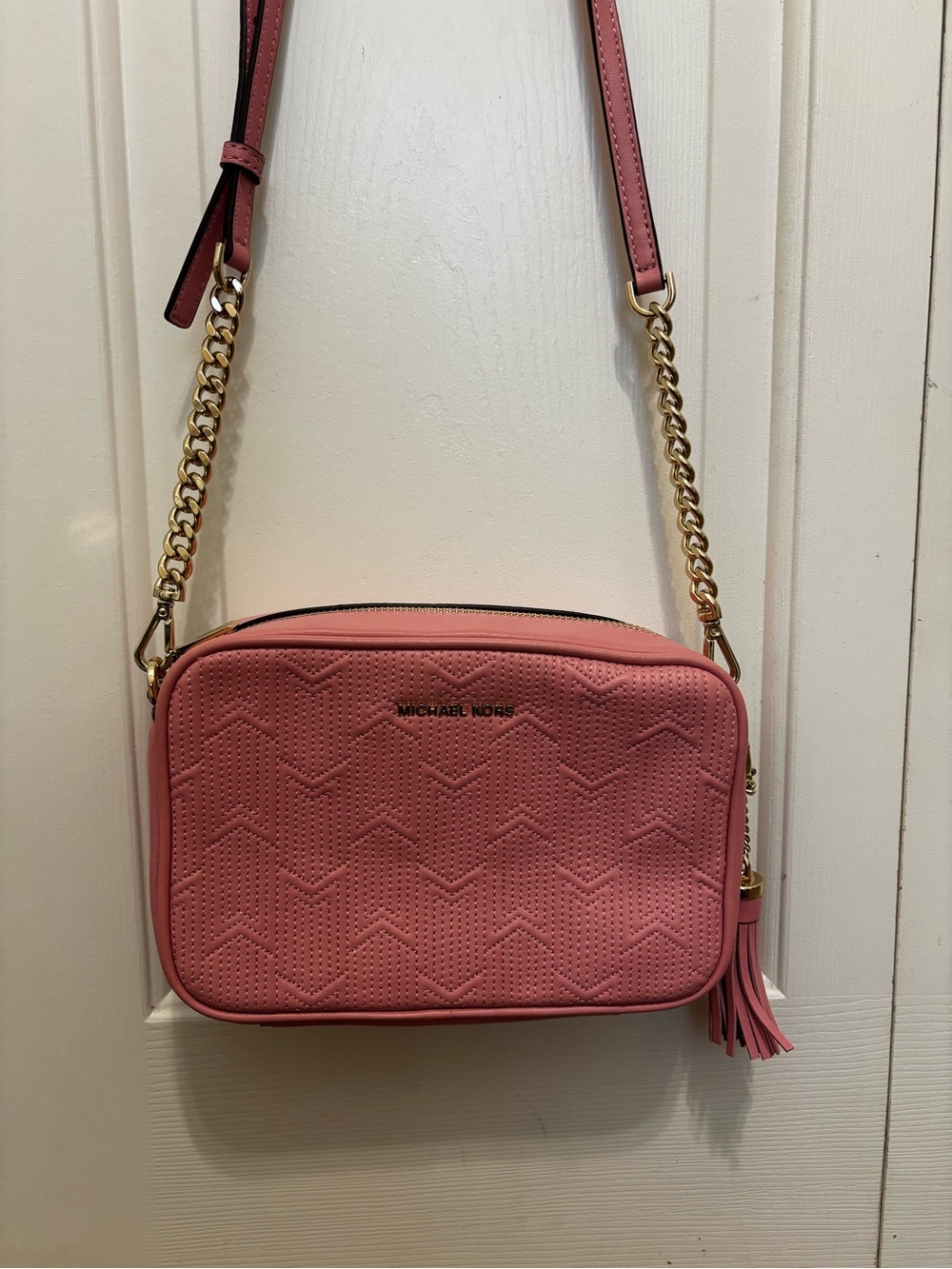 Michael Kors Pink Quilted Leather Crossbody Bag